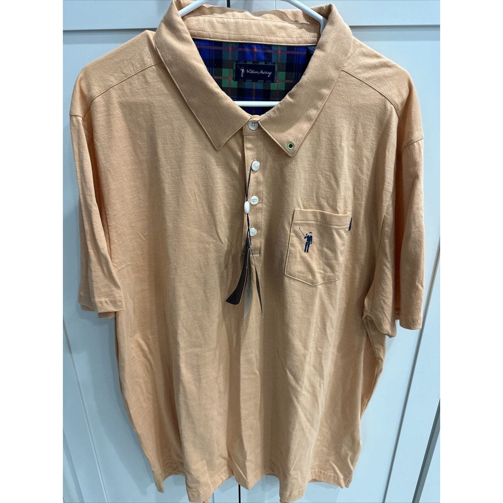 New William Murray Golf Polo Pocket Peach Shirt Mens Size XL New With Tags